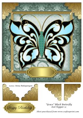 Grace Black Butterfly 8x8 Topper 11