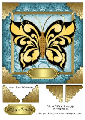 Grace Black Butterfly 8x8 Topper 13