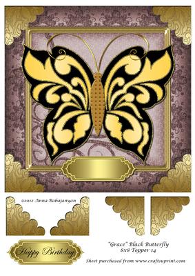Grace Black Butterfly 8x8 Topper 14