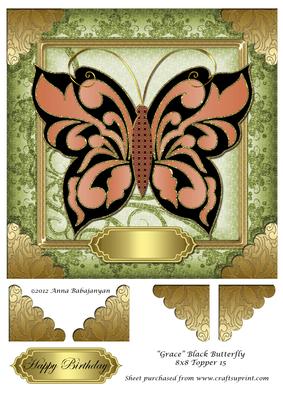 Grace Black Butterfly 8x8 Topper 15