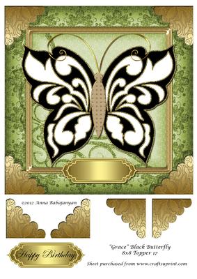 Grace Black Butterfly 8x8 Topper 17