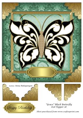 Grace Black Butterfly 8x8 Topper 18