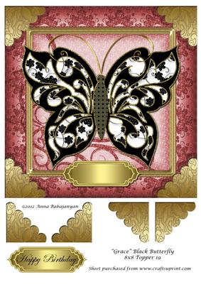 Grace Black Butterfly 8x8 Topper 19