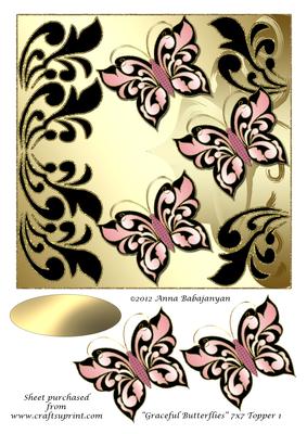 Graceful Butterflies 7x7 Topper 1