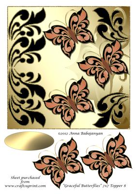 Graceful Butterflies 7x7 Topper 8