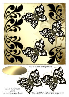 Graceful Butterflies 7x7 Topper 10