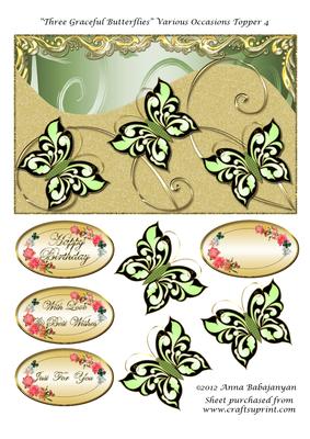 Three Graceful Butterflies Various Occasions Topper 4