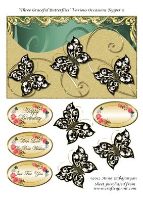 Three Graceful Butterflies Various Occasions Topper 5