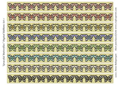 Graceful Butterflies Digital Ribbons Set 1