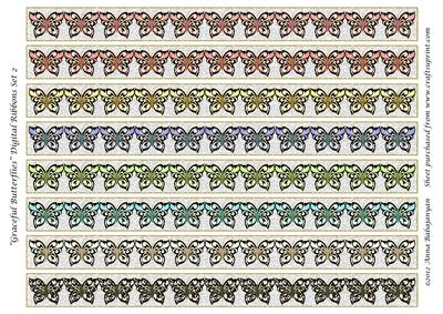 Graceful Butterflies Digital Ribbons Set 2
