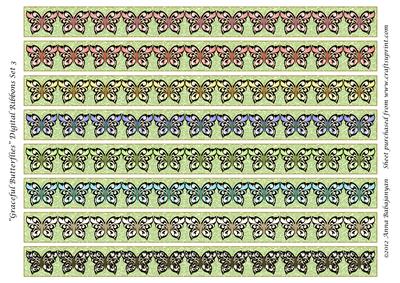 Graceful Butterflies Digital Ribbons Set 3