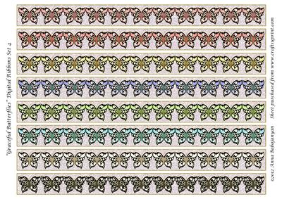 Graceful Butterflies Digital Ribbons Set 4