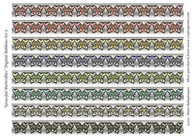 Graceful Butterflies Digital Ribbons Set 5