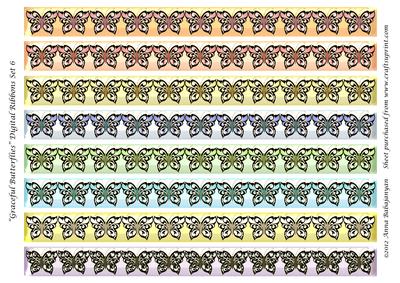 Graceful Butterflies Digital Ribbons Set 6