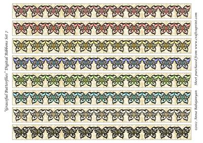 Graceful Butterflies Digital Ribbons Set 7
