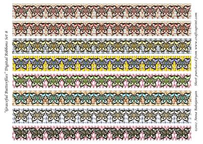 Graceful Butterflies Digital Ribbons Set 8
