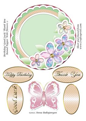 Birthday/ Good Luck/ Thank You Topper with Flowers 2