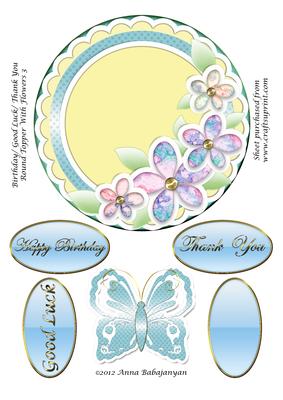 Birthday/ Good Luck/ Thank You Topper with Flowers 3