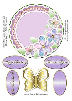 Birthday/ Good Luck/ Thank You Topper with Flowers 4
