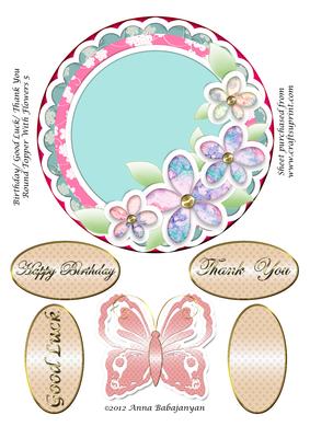 Birthday/ Good Luck/ Thank You Topper with Flowers 5