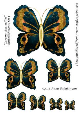Zartonq Butterflies Embellishments Set 1