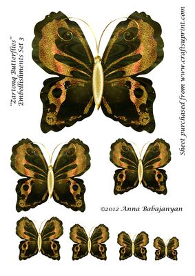 Zartonq Butterflies Embellishments Set 3