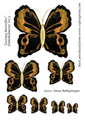 Zartonq Butterflies Embellishments Set 9