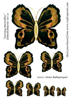 Zartonq Butterflies Embellishments Set 10