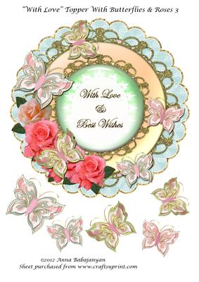 With Love Topper with Butterflies & Roses 3