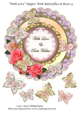 With Love Topper with Butterflies & Roses 4