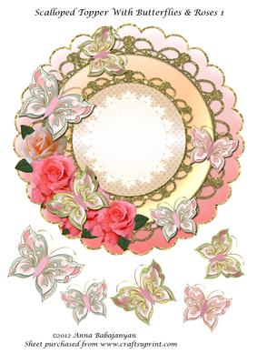 Scalloped Topper with Butterflies & Roses 1