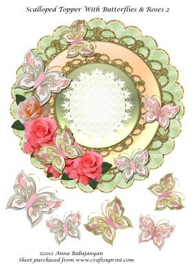Scalloped Topper with Butterflies & Roses 2