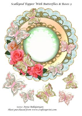 Scalloped Topper with Butterflies & Roses 3