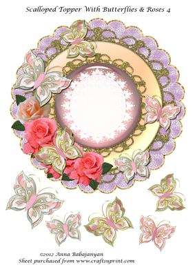 Scalloped Topper with Butterflies & Roses 4