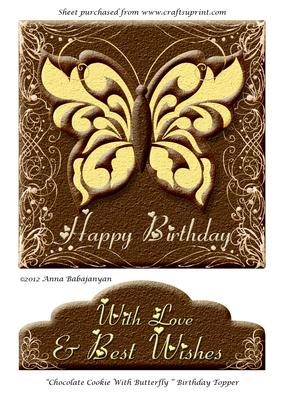 Chocolate Cookie with Butterfly Birthday Topper