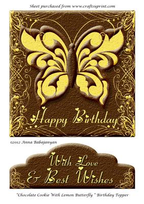 Chocolate Cookie with Lemon Butterfly Birthday Topper