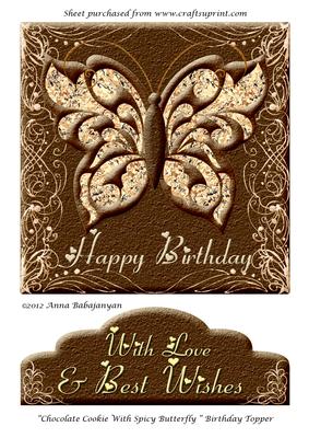 Chocolate Cookie with Spicy Butterfly Birthday Topper