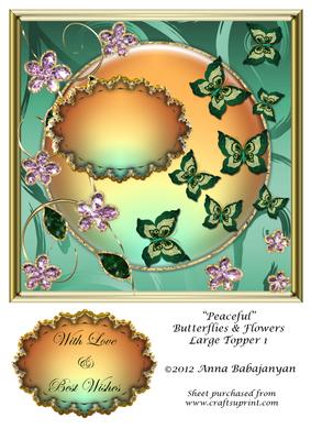 Peaceful Butterflies & Flowers Large Topper 1