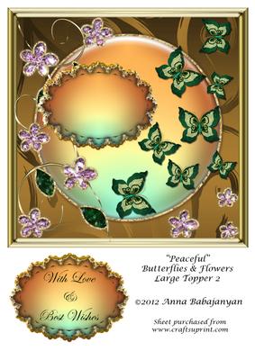 Peaceful Butterflies & Flowers Large Topper 2