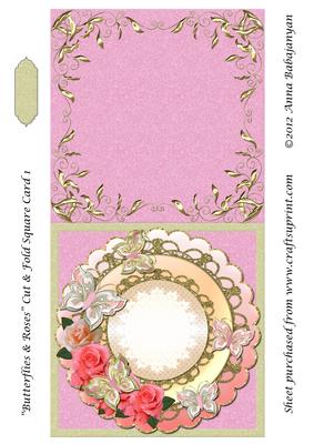 Butterflies & Roses Cut & Fold Square Card 1