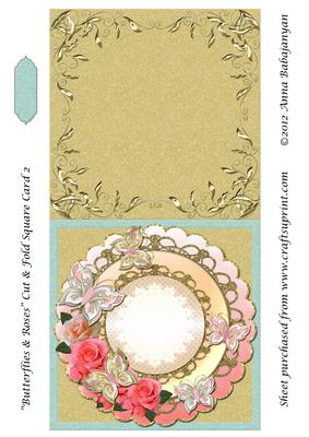 Butterflies & Roses Cut & Fold Square Card 2