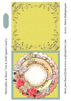 Butterflies & Roses Cut & Fold Square Card 3