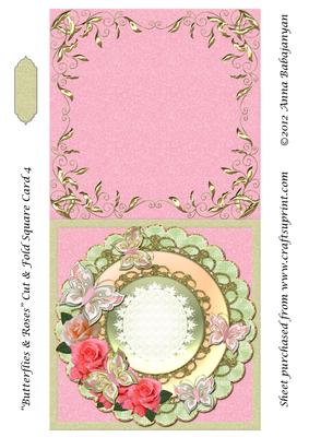 Butterflies & Roses Cut & Fold Square Card 4