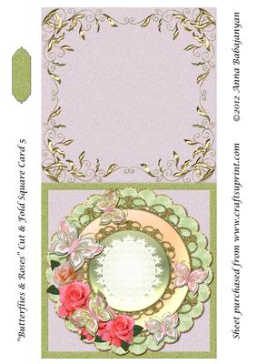 Butterflies & Roses Cut & Fold Square Card 5