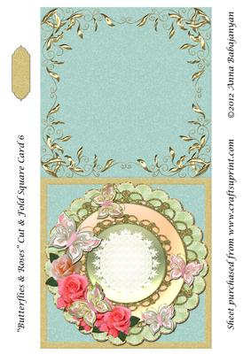 Butterflies & Roses Cut & Fold Square Card 6