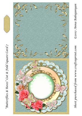 Butterflies & Roses Cut & Fold Square Card 7