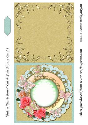 Butterflies & Roses Cut & Fold Square Card 8