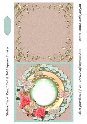 Butterflies & Roses Cut & Fold Square Card 9