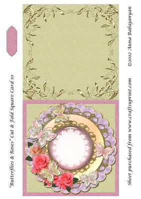 Butterflies & Roses Cut & Fold Square Card 10