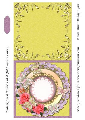 Butterflies & Roses Cut & Fold Square Card 11